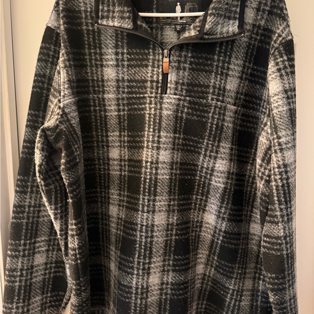 Classic Black and Gray Plaid Zip-Up Jacket